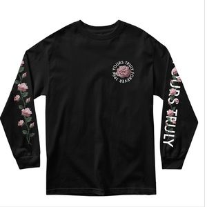 Yours Truly Forever-Pink Roses Long Sleeve-Black